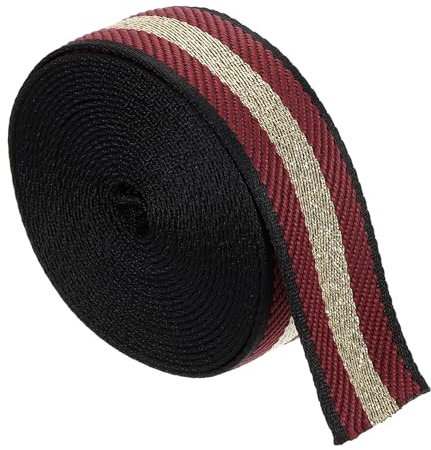 QUARKZMAN Correa de Nylon de 4.6 Metros, Cinta con Rayas de 38 mm, Correas de Nailon Resistente para Correas de Equipaje Reparación de Mochilas, Artesanías, Color Rojo Vino