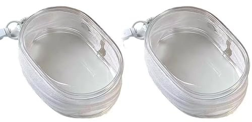 Eleutheromania 2 stycken transparent kabelarrangör resa mini med nyckelring kabelväska bärbar förvaringslåda för bärbar utomhus resor arrangör (vit transparent)