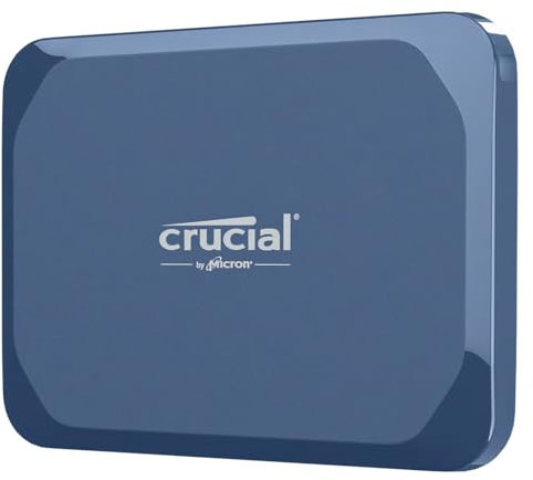 Crucial X10 2To Disque SSD Externe Portable, jusqu’à 2100Mo/s, USB-C 3.2 Gen2, Résistance à la poussière et à l'eau classée IP65, Disque dur Externe, Bleu Mat - CT2000X10SSD9-02