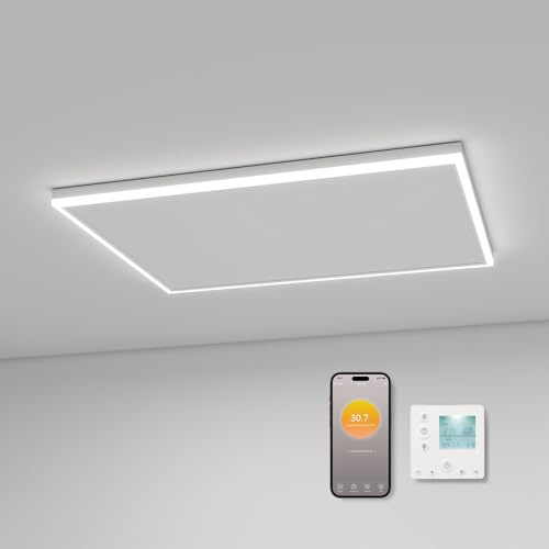 Riscaldamento a infrarossi montaggio a soffitto 590 Watt, riscaldamento a soffitto a infrarossi con illuminazione LED, riscaldamento a infrarossi da soffitto con termostato, controllo tramite app