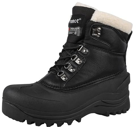 riemot Snow Boots Men's Waterproof Hiking Winter Boots Women's Warm Comfortable Walking Shoes for Trekking Outdoor Lace Up Fur Lined Yard Gardening Shoes Black Size 6 UK/39 EU