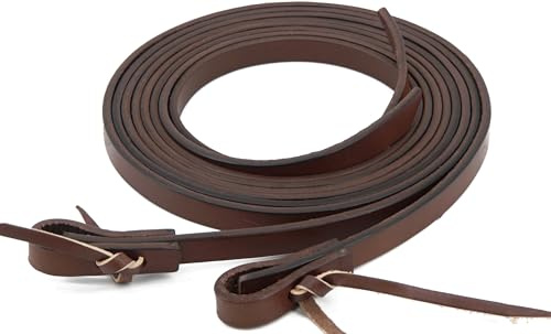 Jeereal Leather Split Reins, Heavy Oil Weighted,Broken in,Supple Ranch Reins for Western Horse ProTack, 5/8 x 8' (Rich Brown)