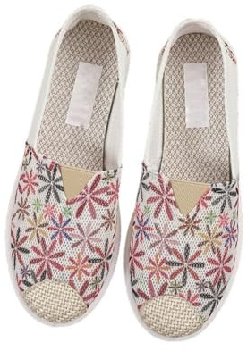 Morbuy Espadrilles Homme Femme Taille 35-41 Décontractées Espadrille Femmes Slip-on, Flat Chaussure Toile Homme Ete, Feuilles Plantes Chaussures de Pêcheur à Coutures Apparentes Classiques (Rose,35)