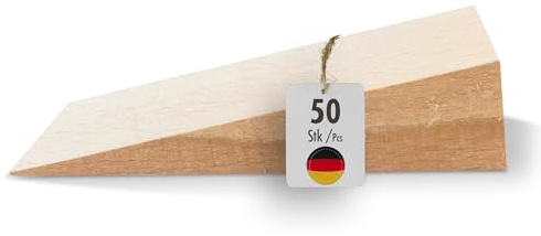 haggiy Hartholzkeil – Holzkeil Set – Unterlegkeile aus Buche Natur – Türstopper – Ideal für Möbel, Montage, DIY - (LxBxH) 100x40x25 mm – 50 Stk