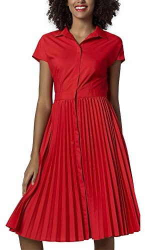 APART Fashion Damen Dress with Plissee Kleid, Rot (Rot Rot), (Herstellergröße: 42)