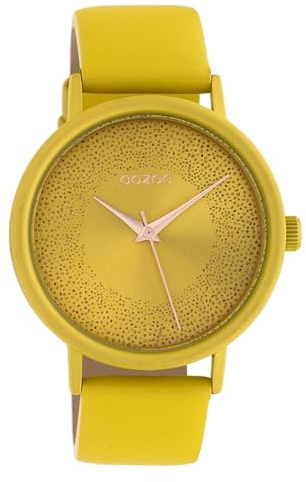 Oozoo Damenuhr mit Glitzereffekt und Lederband 42 MM Senfgelb C10577