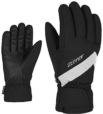 Ziener Damen KAITI Ski-Handschuhe/Wintersport | wasserdicht, atmungsaktiv, Black.White, 8.5