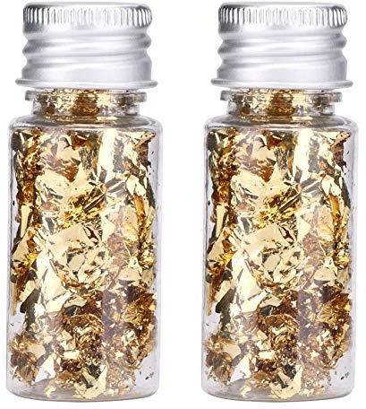Guldfolie Papper Guld Folie Harts Glitter Bladguld Ark 2g Ätbara Guldflingor för Hälso Spa Matlagning Kakor Choklad Dekoration