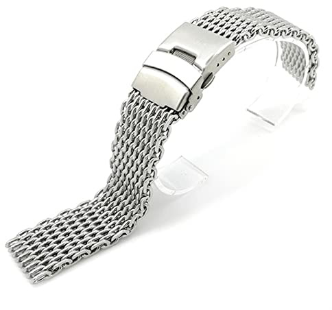 AEMALL Milanaise Shark Mesh Cinturino per orologio Breitling Seiko OMG 20 mm 22 mm in acciaio inox, 22 mm