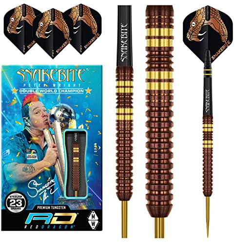 RED DRAGON Peter Snakebite Wright Copper Fusion 23 Gramm Premium Wolfram Darts Set mit Flüge und Stielen