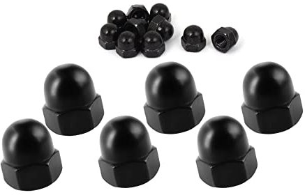 Pack of 12 M6 Black Stainless Steel Acorn Nuts Hex Dome Head Cap Nut for Screws Bolts Corrosion Resistant Fasteners for DIY Home Improvement Outdoor Projects