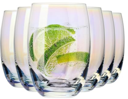Krosno Lot de 6 verres arc-en-ciel pour eau, jus de fruits et autres boissons, 360 ml, parfaits pour la maison, les restaurants et les fêtes