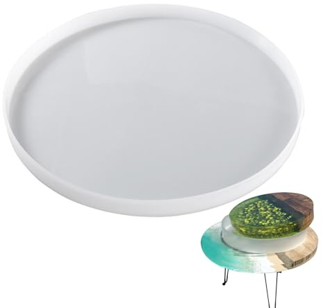 Sghtil Moldes redondos de resina de 50 cm moldes de silicona de espejo grande para resina molde de mesa herramientas de fundición de resina tablero de embutidos textiles para el hogar