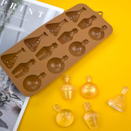 mostsom Chocolate Molds Silicone Mold Halloween Apothecary Potion Bottle for Ice Cube Jelly Crayon Gummy Cupcake Decoration (B_ 8.92x4.04x0.56 inch)