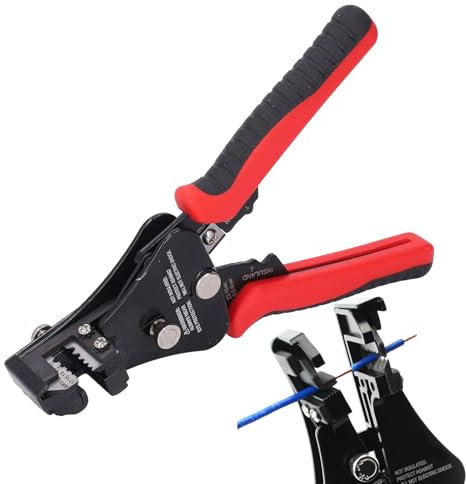 Wire Stripper Crimper Cutter 3 in 1 for 10 12 14 16 17AWG Stripping, Copper Aluminum Sheathed Cable Cutting Tool, Three in One Function with Precise Stripping Holes