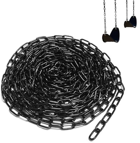10m Stahlkette aus Kohlenstoffstahl, 3mm Schwarz Stahlkette, Gliederkette Meterware, Langgliedrig Lastlager Metallkette, für Hundekette, Lampenkette, Absperrketten, Schaukelkette, Ketten Hängesessel