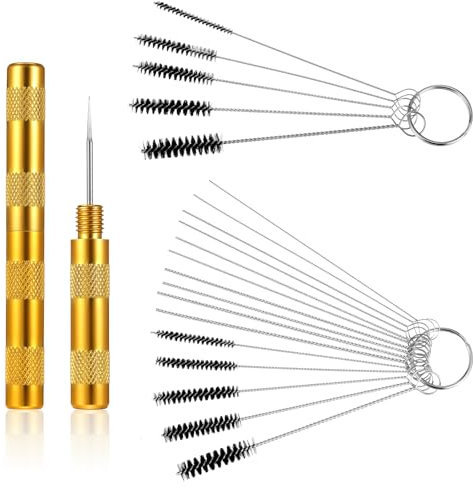 Kit per la pulizia dell'aerografo, detergente per aerografo per vernice spray, set di pennelli multiuso per la pulizia della cannuccia, accessori per aerografo con 10 aghi per la pulizia, 10 spazzole