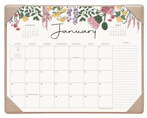 Cabbrix Desk Calendar 2026 with Desktop Mat, Desk Pad Calendar 15x 12 From January 2026 to June 2027, Desk Calendar for Home Office and School, Easy Planning, Apricot