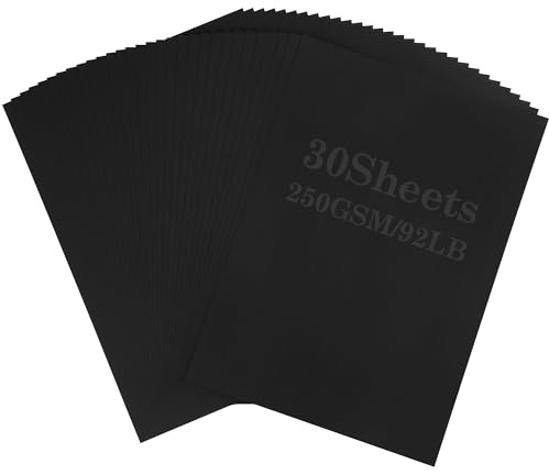 30 hojas de cartulina negra (A4, 250 g/m²), cartulina gruesa premium, papel de impresora para arte, manualidades, uso escolar y comercial PAC09BKA430