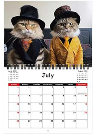 Calendrier Chat 2026 | Agenda Mensuel Félin Drôle pour Bureau | Janv - Déc 2026, Agenda Mural Avec À Double Fil,Organisateur Mural Maison Bureau Salle d'Étude Décor Scolaire Planification