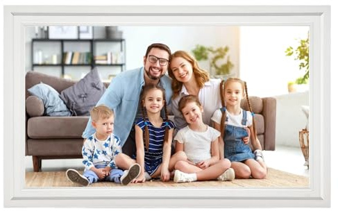 Cornice fotografica digitale da 15,6 pollici, 1920 x 1080 Full HD IPS con touchscreen, supporta scheda USB/SD/Wi-Fi, show auto e riproduzione di musica, ideale per famiglia, compleanno e decorazione