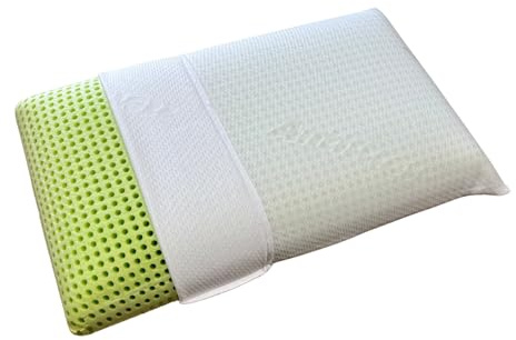 IBS - Cuscino Maxi alto 16 cm in Memory Foam con estratto di Aloe Vera modello saponetta con federa Antistress, guanciale ergonomico alto