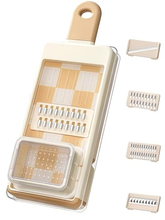 Tagliaverdure,4 in 1 Sminuzzatore e Affettatrice ad Alimenti | Grattugia per Aglio Antiscivolo | Per Casa E Ristorante Per Insalata Verdura Frutta Formaggio Cipolla Patata Carota Aglio