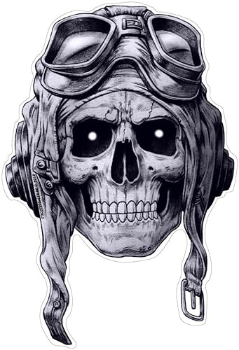 chemstickattack Aviator Skull Aufkleber Sticker Schädel Totenkopf Pilot Flugzeug ca. 14x10 cm