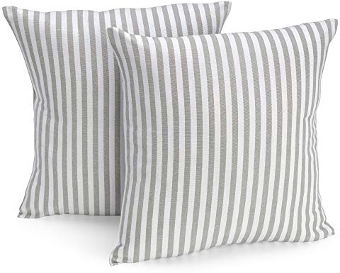 FILU Kissenbezug 40 x 40 cm 2er Pack (Farbe wählbar) Grau/Weiß gestreift - Kissenhülle, Kissen, Sofakissen, Dekokissen, Sitzkissen, 100% Baumwolle, Deko für jeden Raum, Garten und Terrasse
