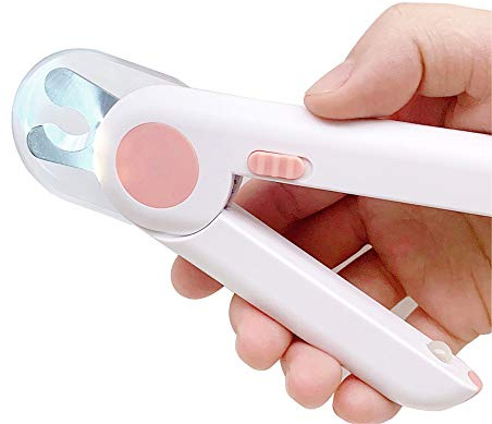 ALEENFOON Professional Dog Cat Pet Nail Clippers with Safety Guard and LED Light for Dogs Cats Birds Rabbit Guinea Pig, Pet Nail Scissors Animal Pet Claws Toenail Clippers with Hidden Nail File (Pink)