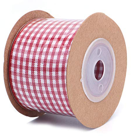 ANCLLO - Cinta de arpillera a cuadros roja, cinta de Navidad con alambre, cinta para envolver, para manualidades de Navidad, lazos florales, 38mm x 5m