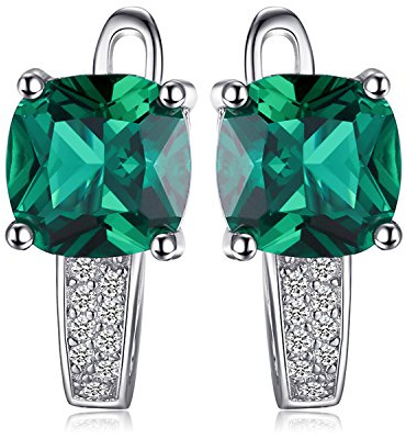 JewelryPalace Örhängen Med Kuddslipad 2,9ct Simulerad Smaragd, Silver 925, Grön Sten, Smyckeset, örhängen Med ädelstenar, Kreolska Stiftörhängen, Silver, Kvinnor, Gåva, Roséguld, Guld