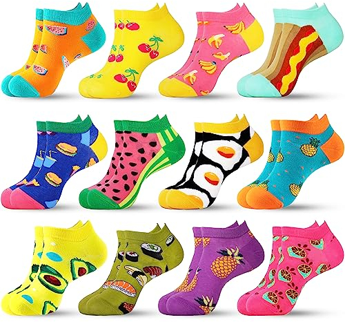Jeasona Lustige Sneaker Socken Damen 39-42 Baumwolle Bunte Sneaker Bunt Kurze Socken Lässig Ausgefallene Witzig