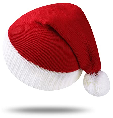 Finabol Weihnachtsmütze baby kleine Nikolausmützen mit Bommel Weihnachtsmann Deko Strickpullover Mützen Rot für baby Kleinkind Kinder Geschenk Weihnachtshut (0-2 Jahren)