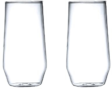 Bicchiere Highball, Tazza Resistente 2 Pezzi Bicchiere da Acqua Bicchiere for Uso Domestico Creativo Trasparente Bicchiere da Cocktail Bicchiere da Cocktail Tazza Resistente alle Alte Temperature Adat