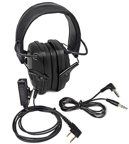 HYS Cuffie con cancellazione del rumore, cuffie sovrauricolari con cavo, riduzione attiva del rumore, cuffie auricolari Compatibile con Kenwood Baofeng UV5R BF-888S Quansheng UV-K5 (nero)
