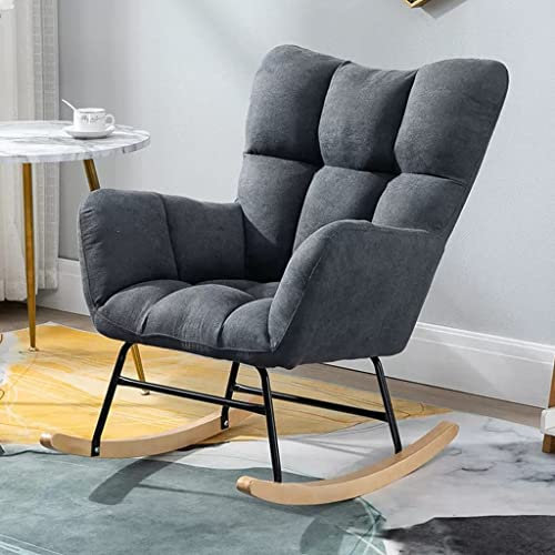 Moderner Schaukelstuhl mit hoher Rückenlehne, gepolsterter Akzent-Gleiter-Schaukelsessel, Wohnzimmer-Lounge-Stuhl, Garten-Schaukelstuhl, moderner Teddy-Stoff-Stillstuhl für Mama (F