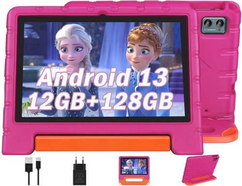 ZIOVO Tablette 10 Pouces Android 13 Tablettes,12Go RAM+128Go ROM(TF 1To),5G WiFi Tablette Tactile,Octa-Core 2.0 Ghz,/5+8 MP/6000 mAh/Parental Contrôle Tablettes avec EVA Cas -Rose