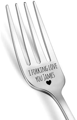 PB TECH Stainless Steel Engraved Dinner Fork - 'Forking Love You' Unique Carving Fork for Christmas, Valentine's Day, Birthday