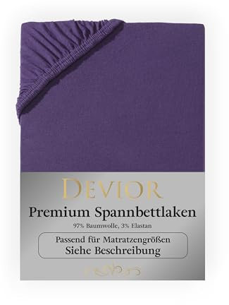 Devior Premium Spannbettlaken 180x200cm - 200x220cm für Boxspringbetten bis 32cm, 100% Baumwolle, Aubergine – 190 g/m² Anti-Statisches, atmungsaktives Bettlaken mit Einlaufschutz, Matratzenbezug Lila