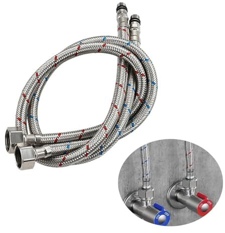 2 Stück Anschlussschlauch Armatur G3/8 x M10, 60cm Wasserhahn Schlauch Verlängerung Flexschlauch Verlängerung Edelstahl Panzerschlauch Wasserhahn Anschlussschlauch 3/8 Zoll für Mischbatterie