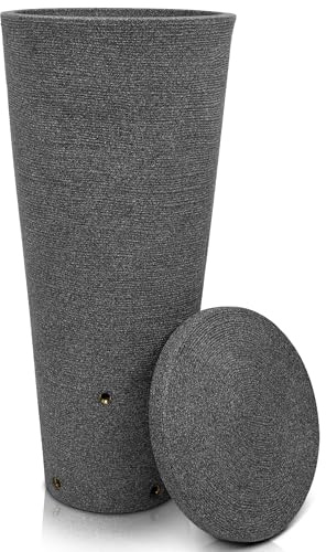 YourCasa Récupérateur d'eau de pluie 120 L [Tubo Tank] avec filetage métallique et couvercle - Baril de pluie résistant au gel en plastique - Citerne d'eau de pluie - Réservoir d'eau de pluie pour