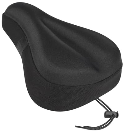 Bike Seat Cushion, Comfortable Bicycle Saddle Cover for Indoor and Outdoor Cycling, Padded Gel Cover for Exercise, Mountain & Road Bikes, Universal Fit for Peloton & Stationary Bikes (Black-S)