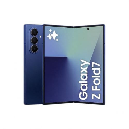 Samsung Galaxy Z Fold7 AI Phone, Thin and Light Foldable Design, Large Screen, 200MP Camera, 512GB Storage, 12GB Memory, 4400 mAh Battery, Blue Shadow, 3 Year Extended Warranty (UK Version)