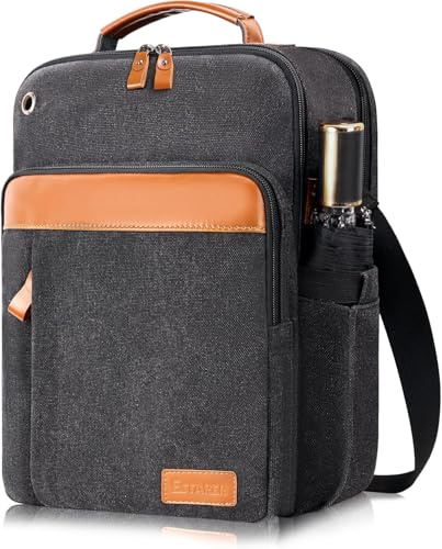 ESTARER Umhängetasche Herren, Schultertasche 13 Zoll kleine, Herrentasche Kuriertasche aus Canvas für Arbeit Schule Reise, Dunkelgrau