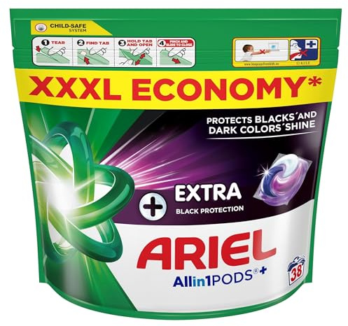 Capsule di detersivo per bucato Ariel All-in-1 PODS Black Protection - 38 pezzi / 38 capsule per NERO Nero