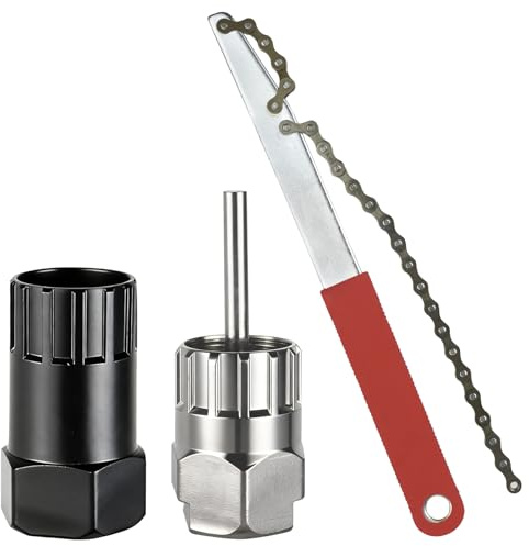 KNJOMZIE Juego de látigo de cadena para bicicleta, extractor de casetes, extractor de corona dentada y soporte de cadena para 7-12 casetes, juego de herramientas de bicicleta de alta calidad para