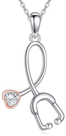TTDGYYXW Stetoskop Halsband Stetoskop Heartbeat Halsband Hjärtkristaller från Austr Hängsmycke Medalj Smycken för kvinnor RN Läkare Sjuksköterska Medalj Student Examen