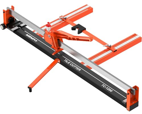 Mempa 48 Inch Manual Tile Cutter with Cutting Guide, Tungsten Wheel and Dust-Sealed Roller, Heavy-Duty Steel Rail Cutter for Ceramic and Porcelain