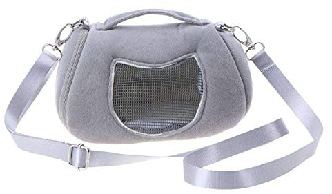 Haustier Tragetasche, Tragbare Atmungsaktive Hamster Ratten Schultertasche Handtasche Reise Wandern Haustier Tasche Winter Warme Käfig Nest Eichhörnchen Zubehör (Color : Grey)